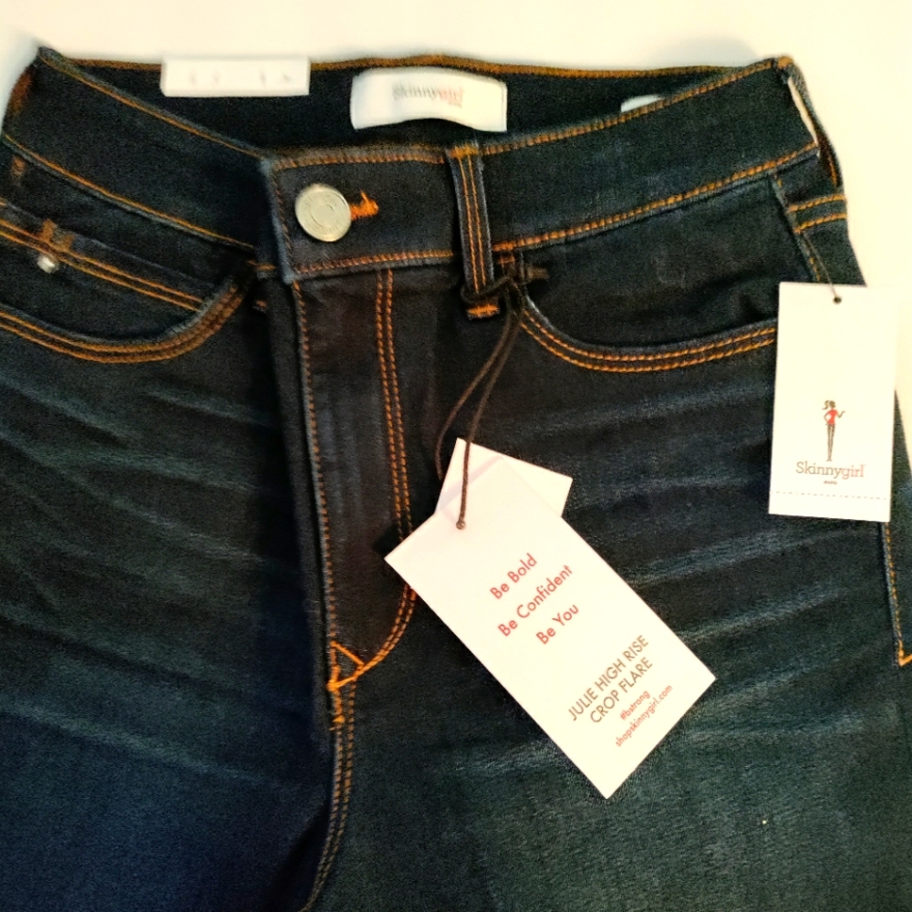 Skinnygirl High Rise Blue Jeans Julie Highrise Crop Flare Size 27/4 Stretch NWT